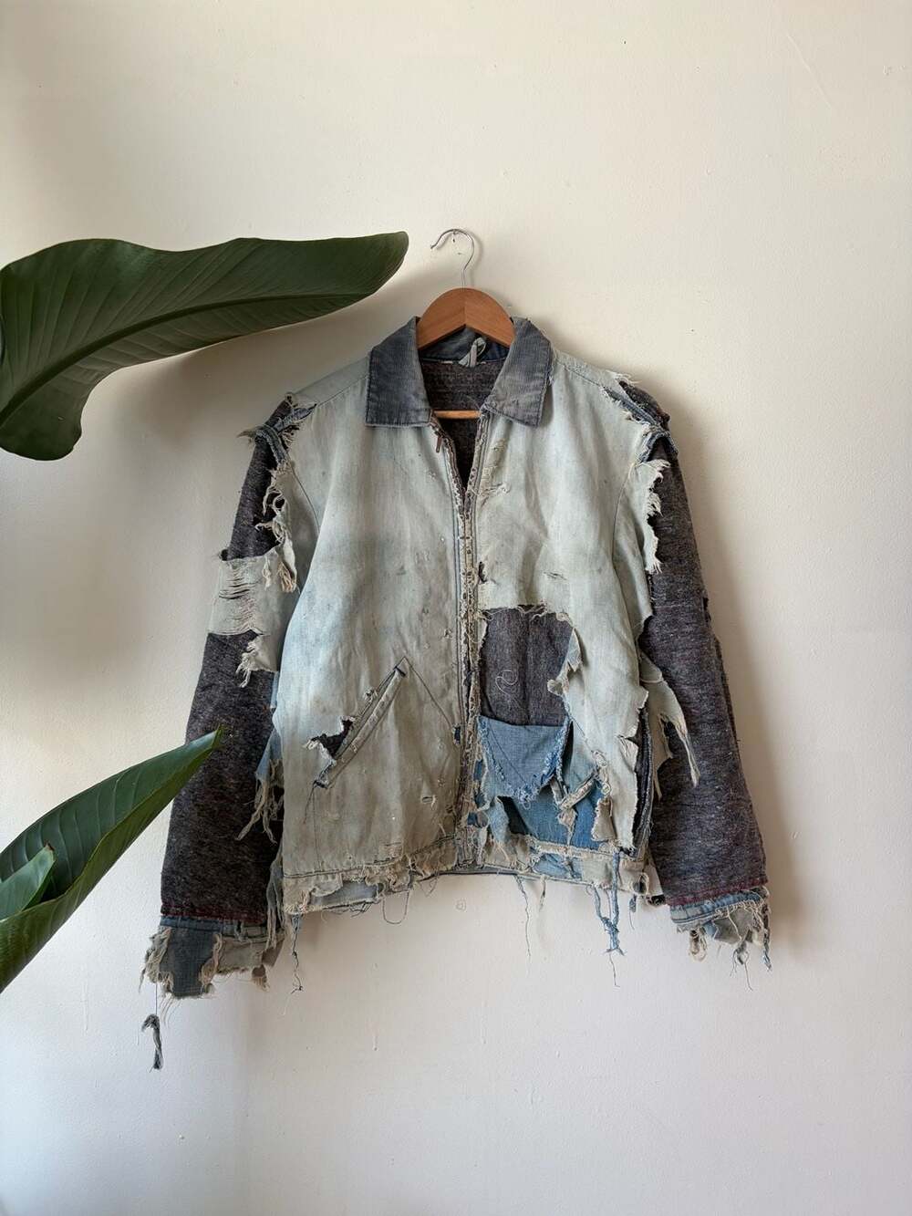1950s zip up denim jacket Detroit jacket insane fade and thrash Big Mac Wrangler